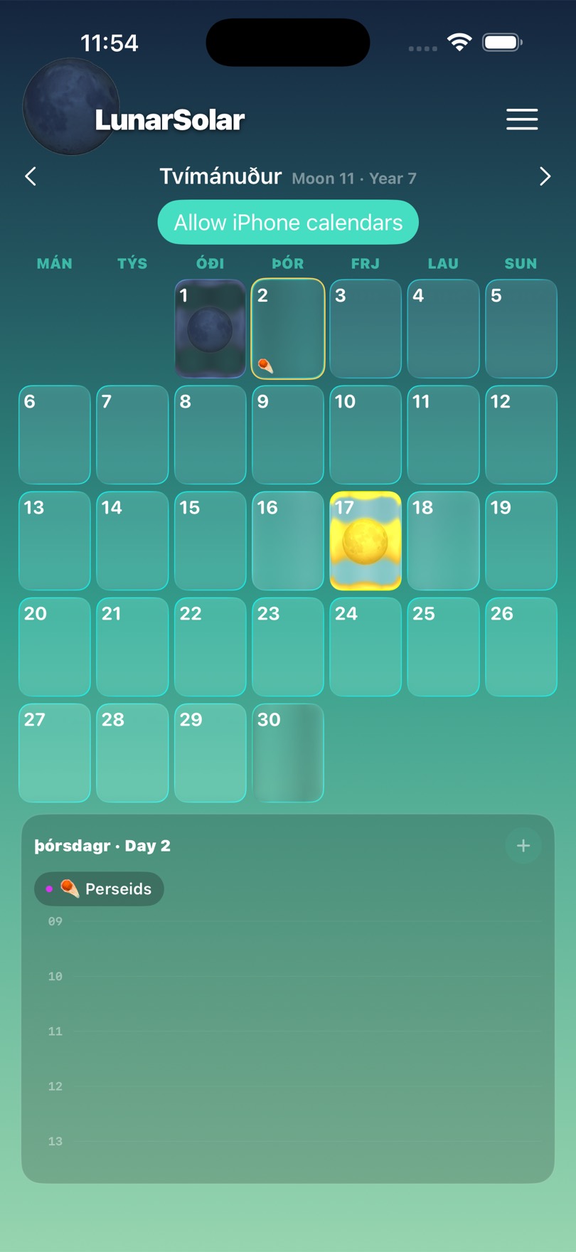 LunarSolar Moon calendar on iPhone